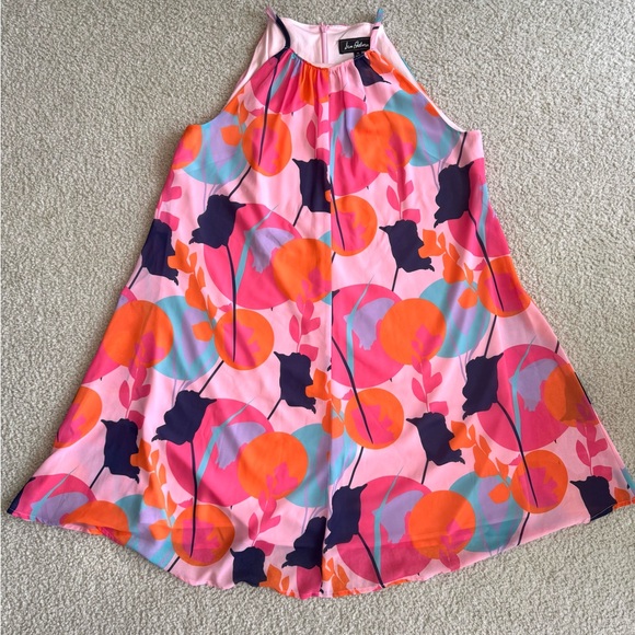 Sam Edelman Deco Trapeze Dress Chiffon Pink Multi - Picture 6 of 9